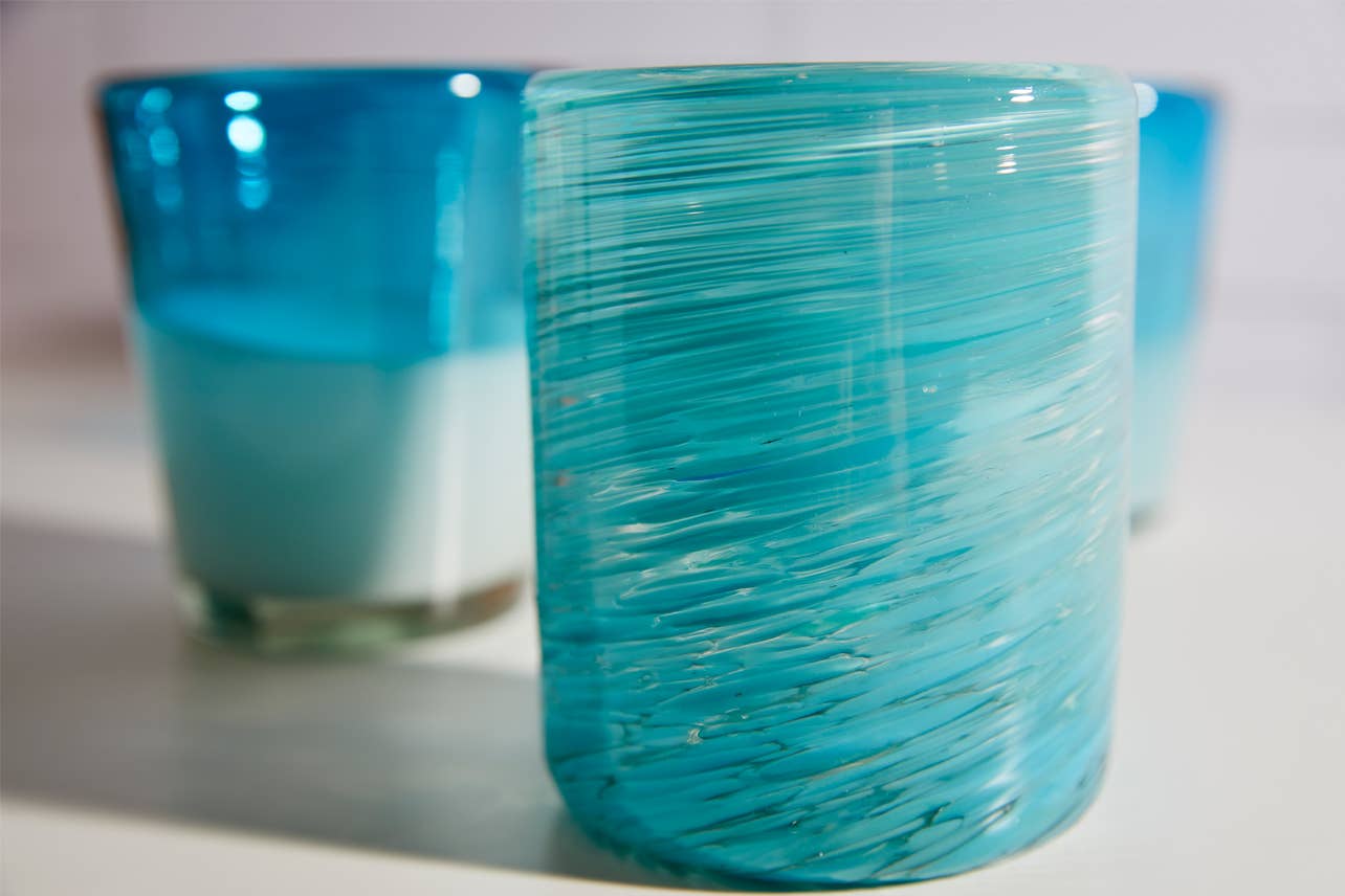 Mexican Handblown Glasses in Aqua - Tipsy Cocktail Supply Co.
