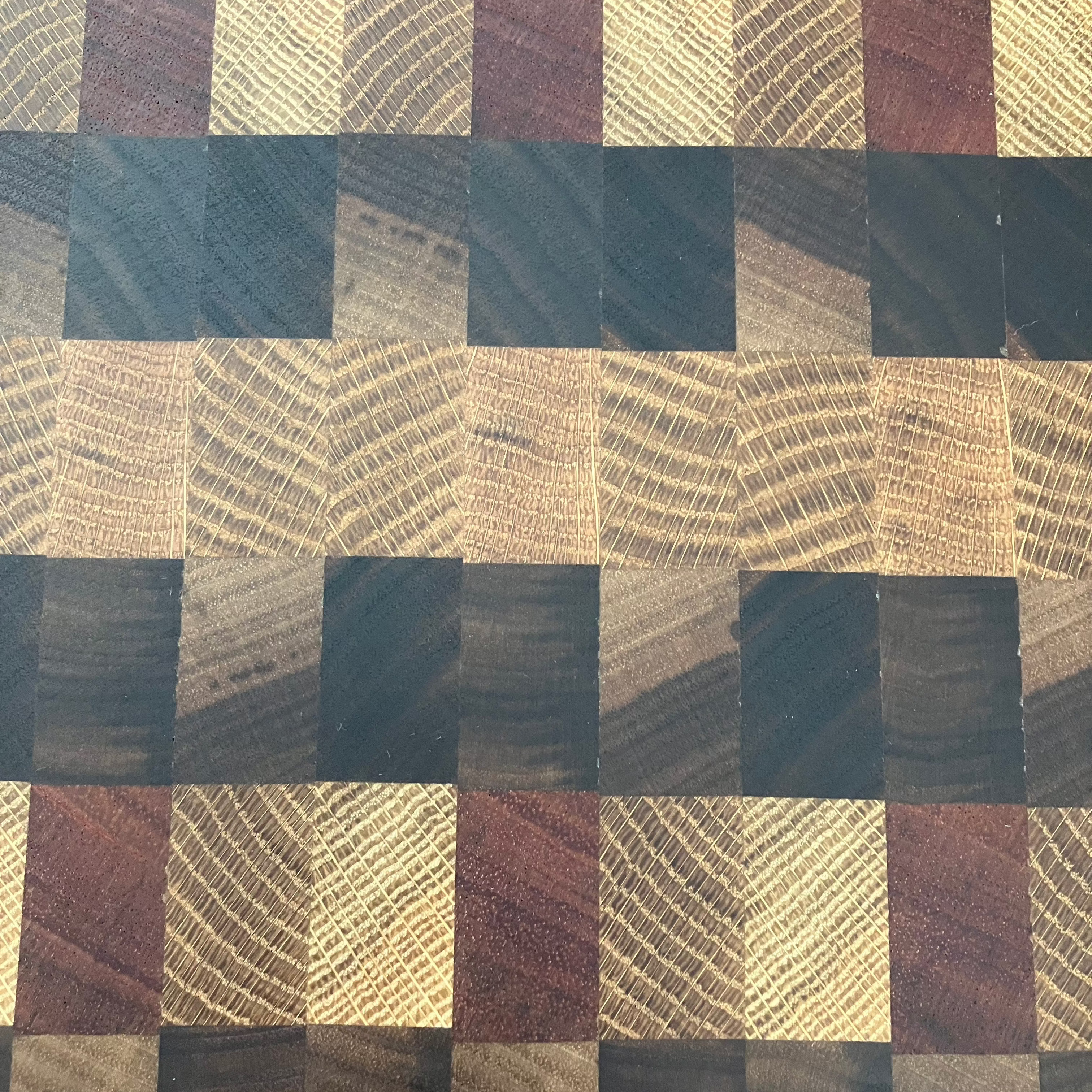 Detail of black walnut, Khaya and White Oak board