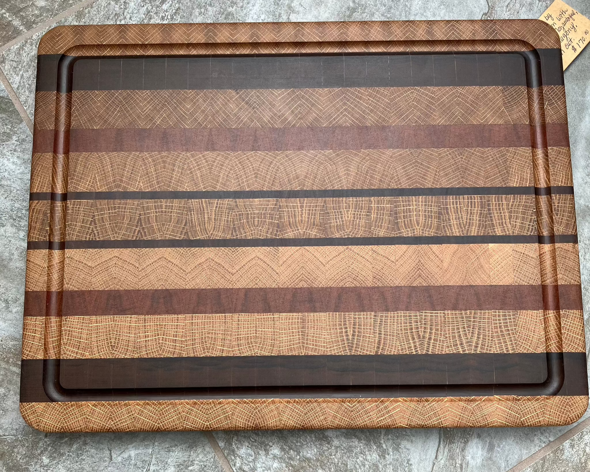 End grain wooden cutting board