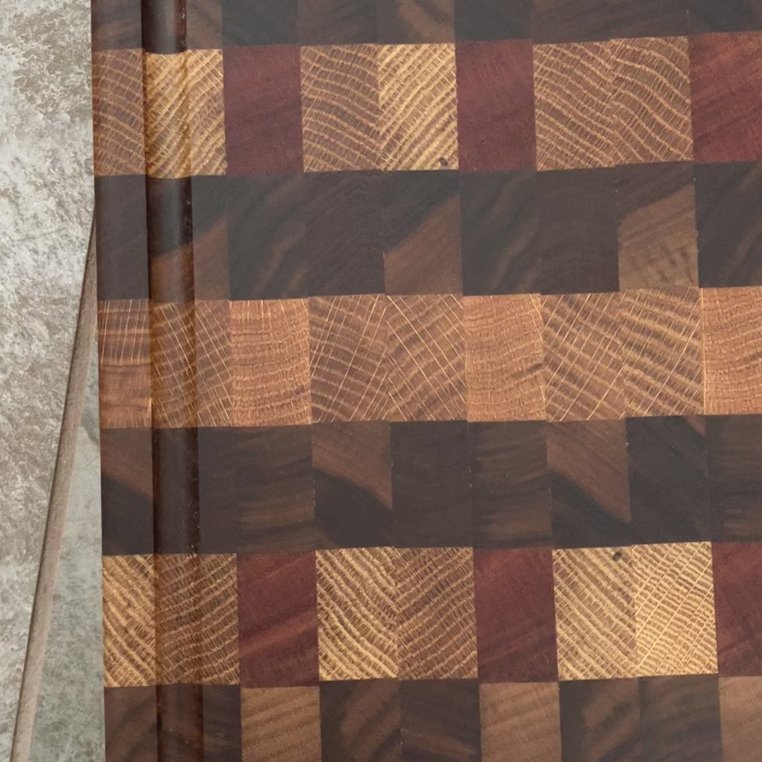 Video detail of end grain wooden cutting board