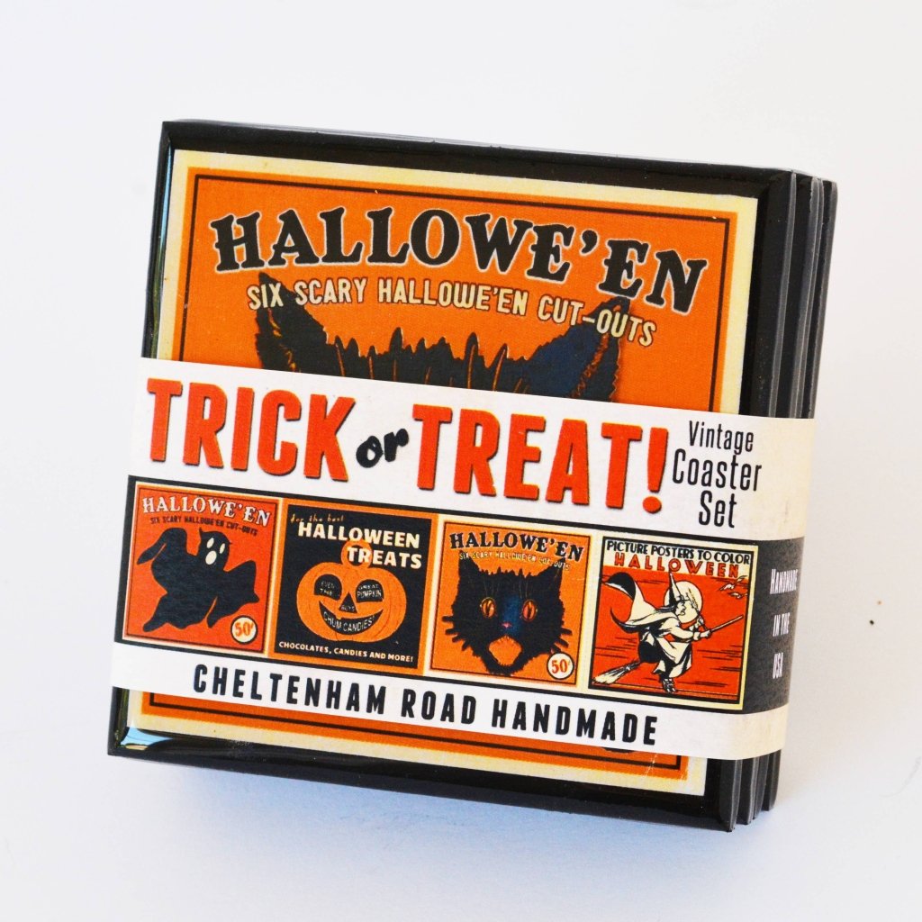 Trick or Treat! Vintage Halloween Drink Coaster Set - Tipsy Cocktail Supply Co.