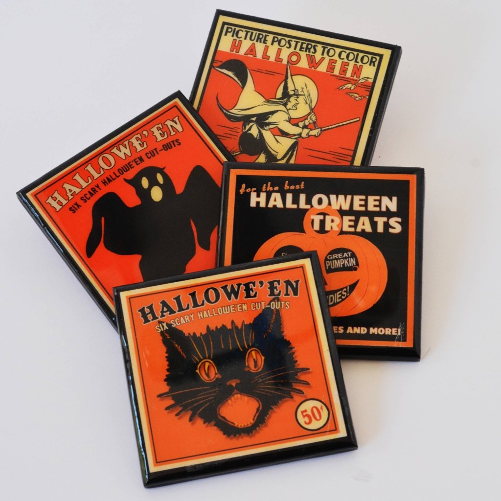 Trick or Treat! Vintage Halloween Drink Coaster Set - Tipsy Cocktail Supply Co.