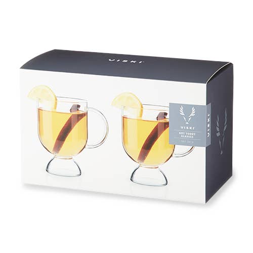 Footed Glass Hot Toddy Mugs - Set of 2 - Tipsy Cocktail Supply Co.