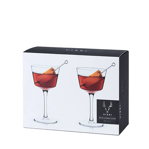 Angled Crystal Nick & Nora Glasses Set - Tipsy Cocktail Supply Co.