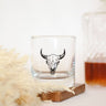 Buffalo Skull Rocks Glass | Whiskey Glass - Tipsy Cocktail Supply Co.