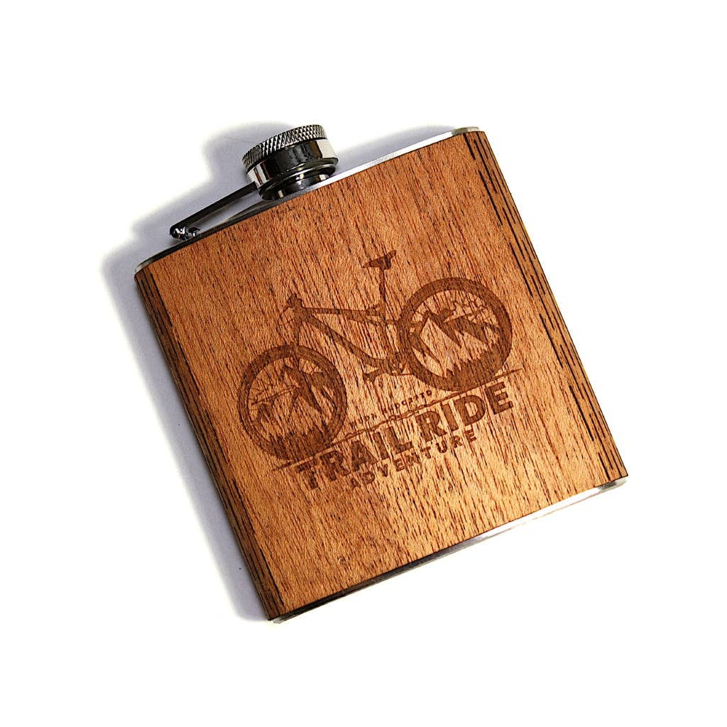 Trail Ride Adventure Wooden Hip Flask - Tipsy Cocktail Supply Co.