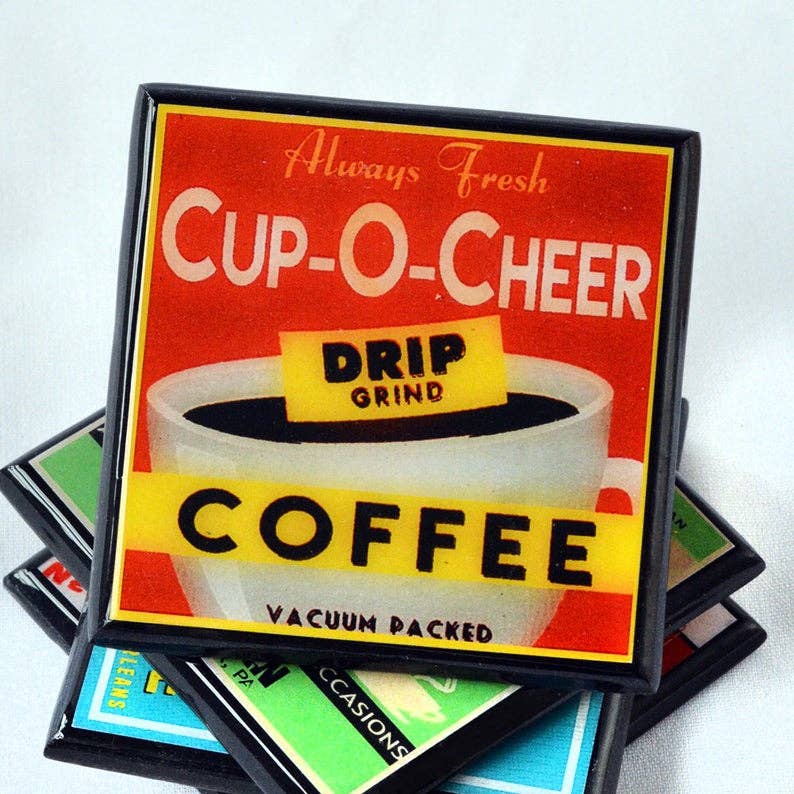 Not Without My Coffee! Vintage Coffee Coaster Set - Tipsy Cocktail Supply Co.