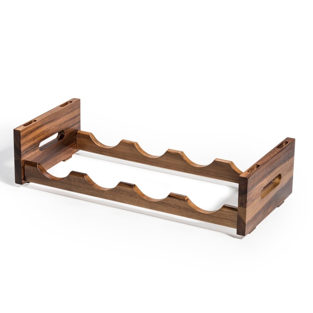Acacia Wood Stackable 4 Bottle Wine Rack - Tipsy Cocktail Supply Co.