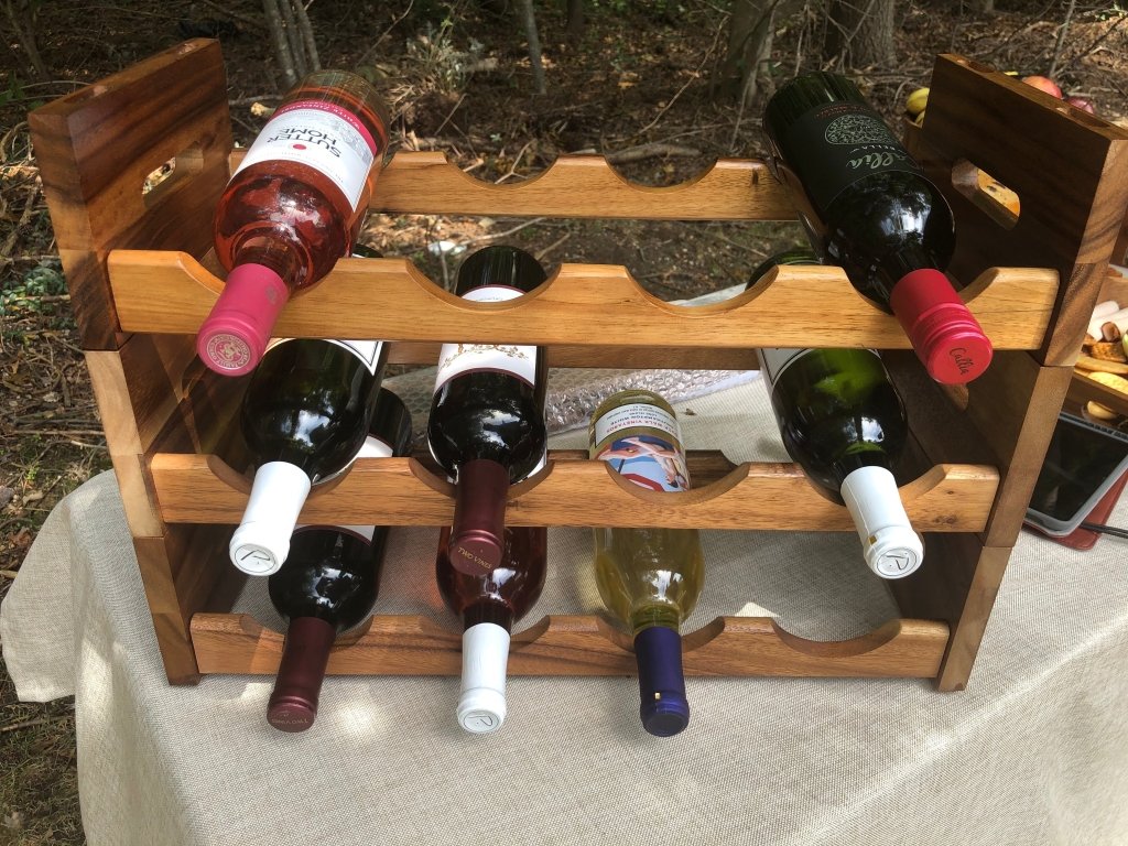 Acacia Wood Stackable 4 Bottle Wine Rack - Tipsy Cocktail Supply Co.