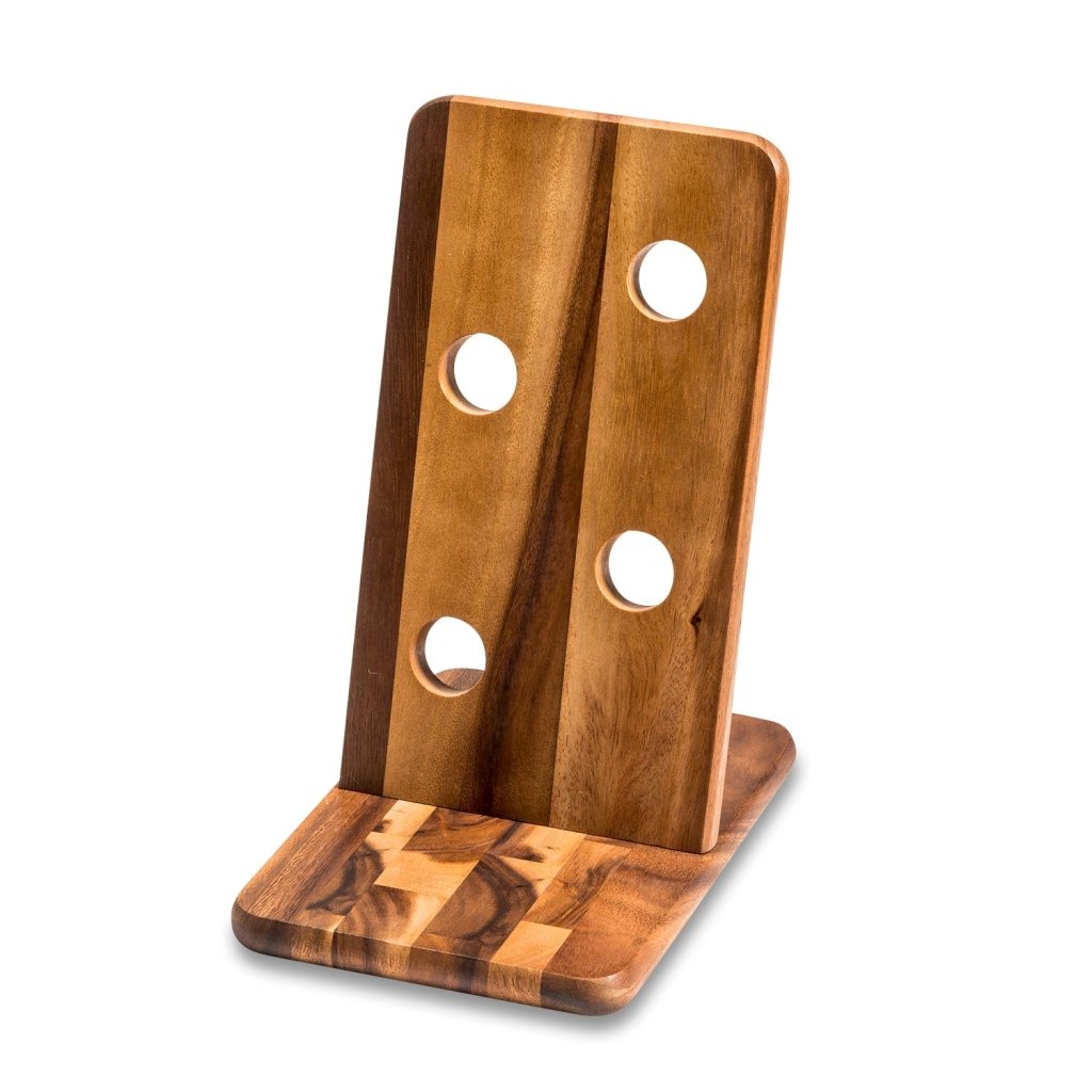 Acacia Wood Vertical Floating Wine Bottle Holder - Tipsy Cocktail Supply Co.
