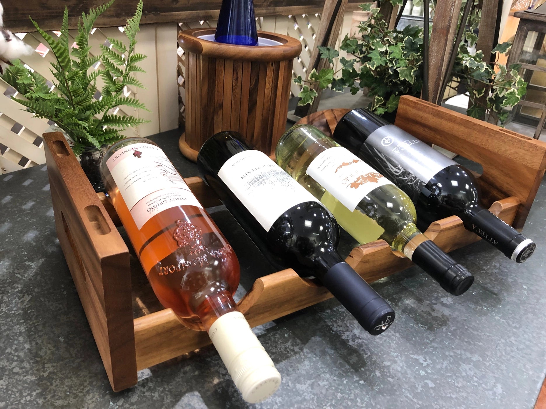 Acacia Wood Stackable 4 Bottle Wine Rack - Tipsy Cocktail Supply Co.