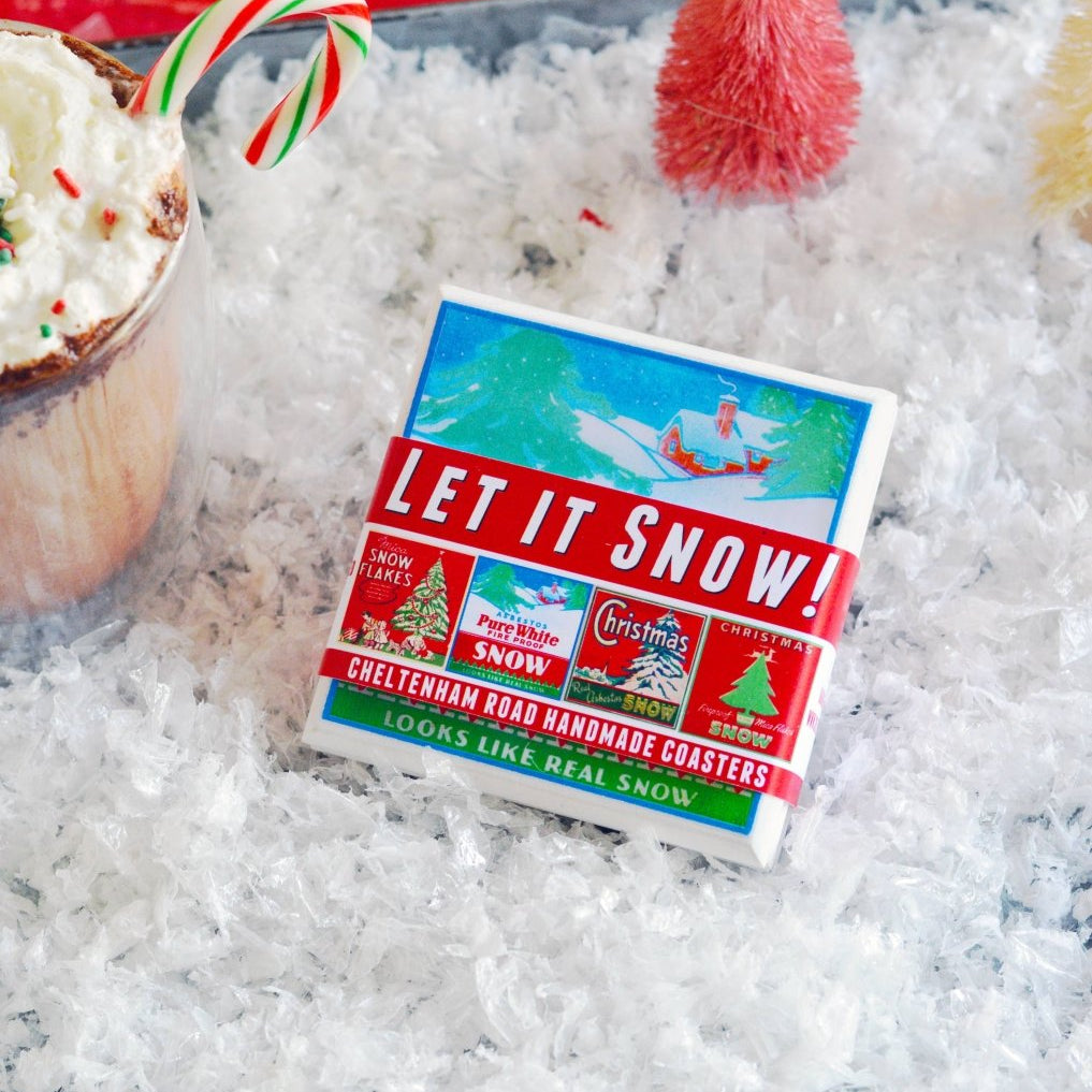 Let it Snow - Vintage Christmas Coaster Set - Tipsy Cocktail Supply Co.