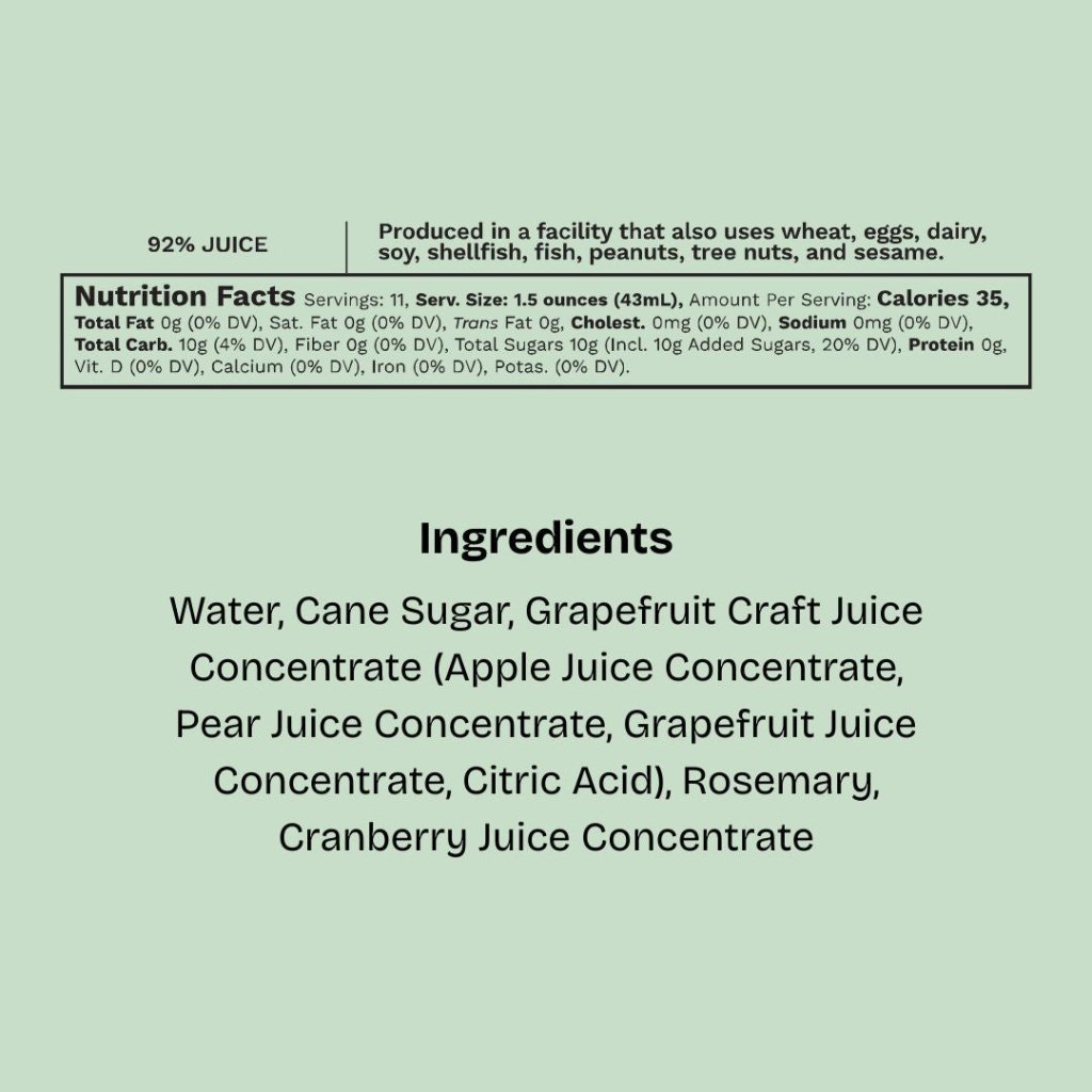 Grapefruit & Rosemary Cocktail & Mocktail Mixer, 16 fl oz - Tipsy Cocktail Supply Co.