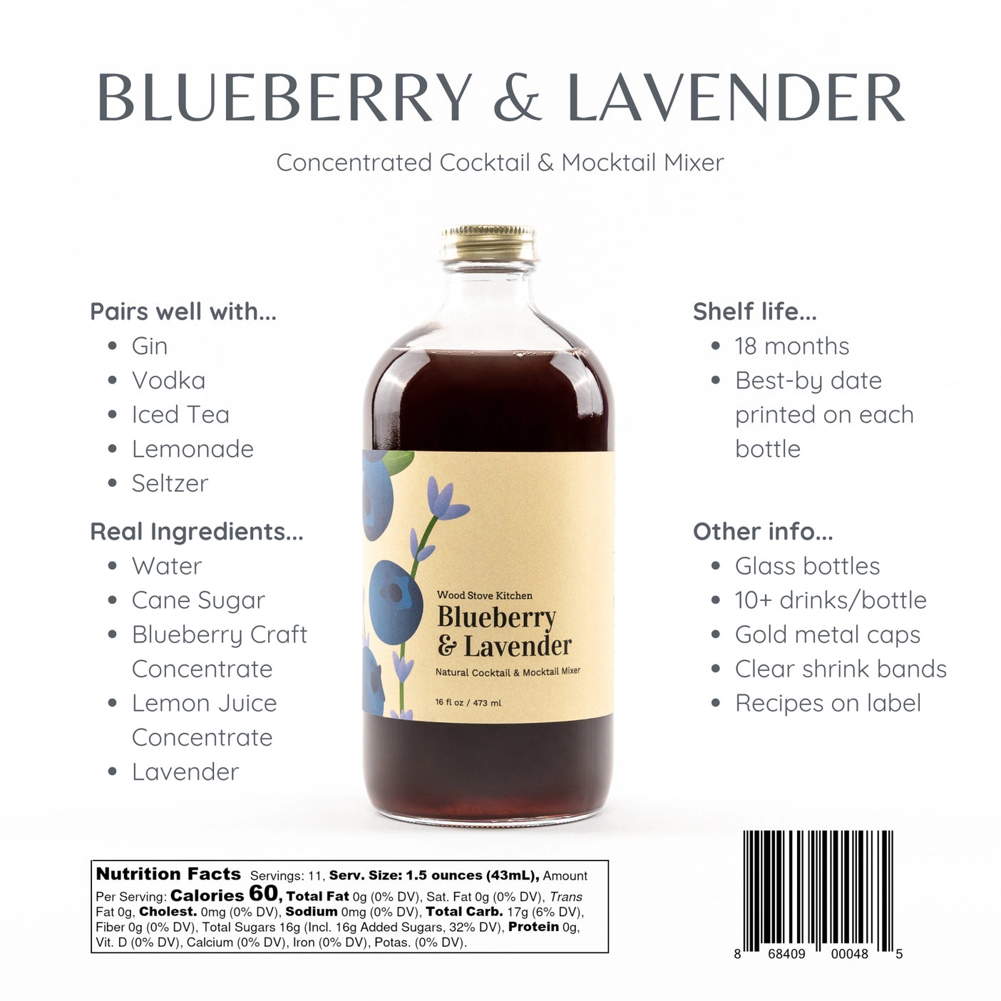 Blueberry & Lavender Cocktail & Mocktail Mixer - Tipsy Cocktail Supply Co.
