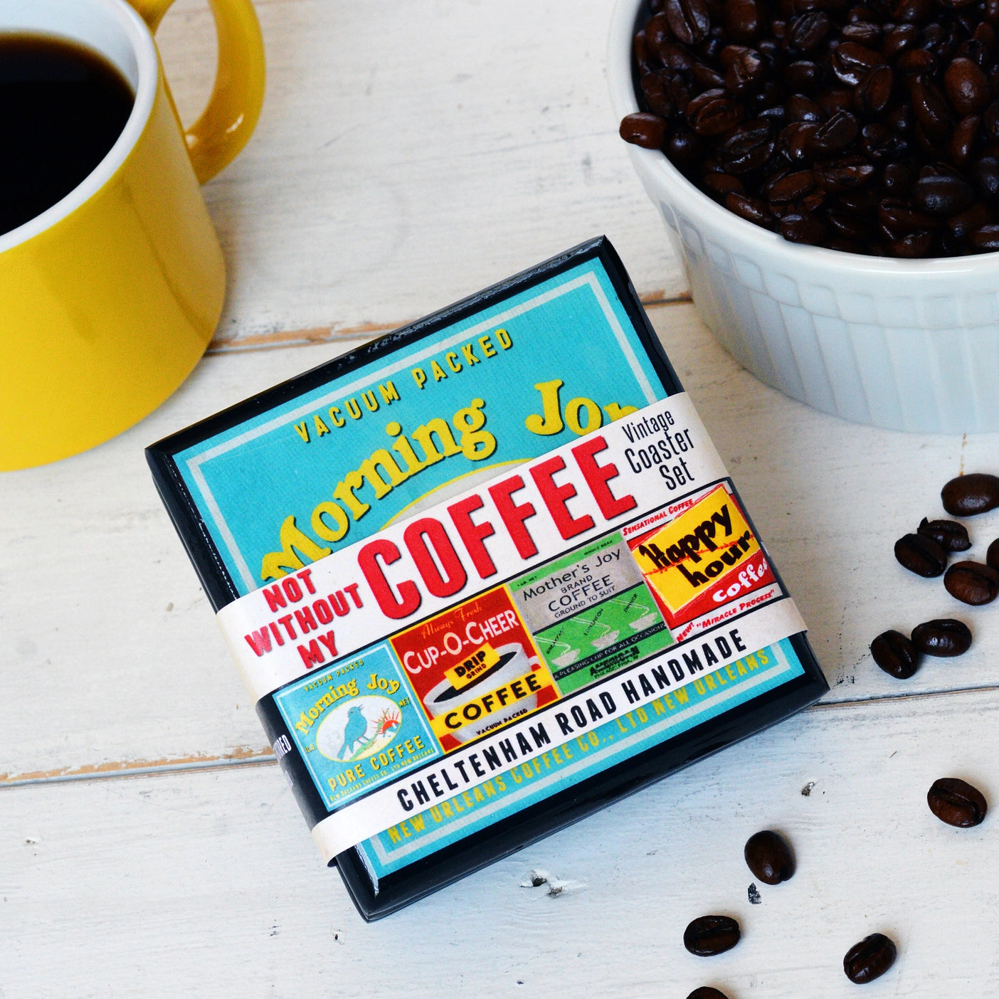 Vintage Coffee Label Drink Coasters - Tipsy Cocktail Supply Co.