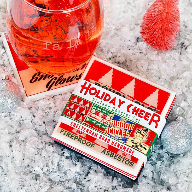 Vintage Christmas Drink Coaster Set - Tipsy Cocktail Supply Co.