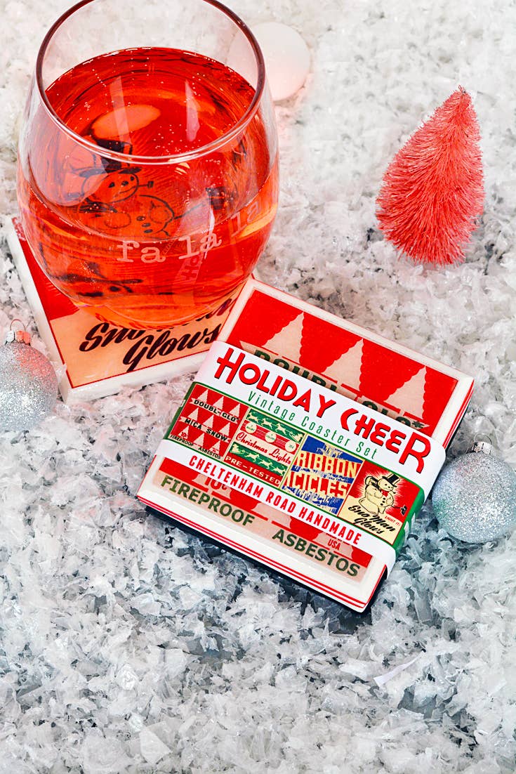 Vintage Christmas Drink Coaster Set - Tipsy Cocktail Supply Co.