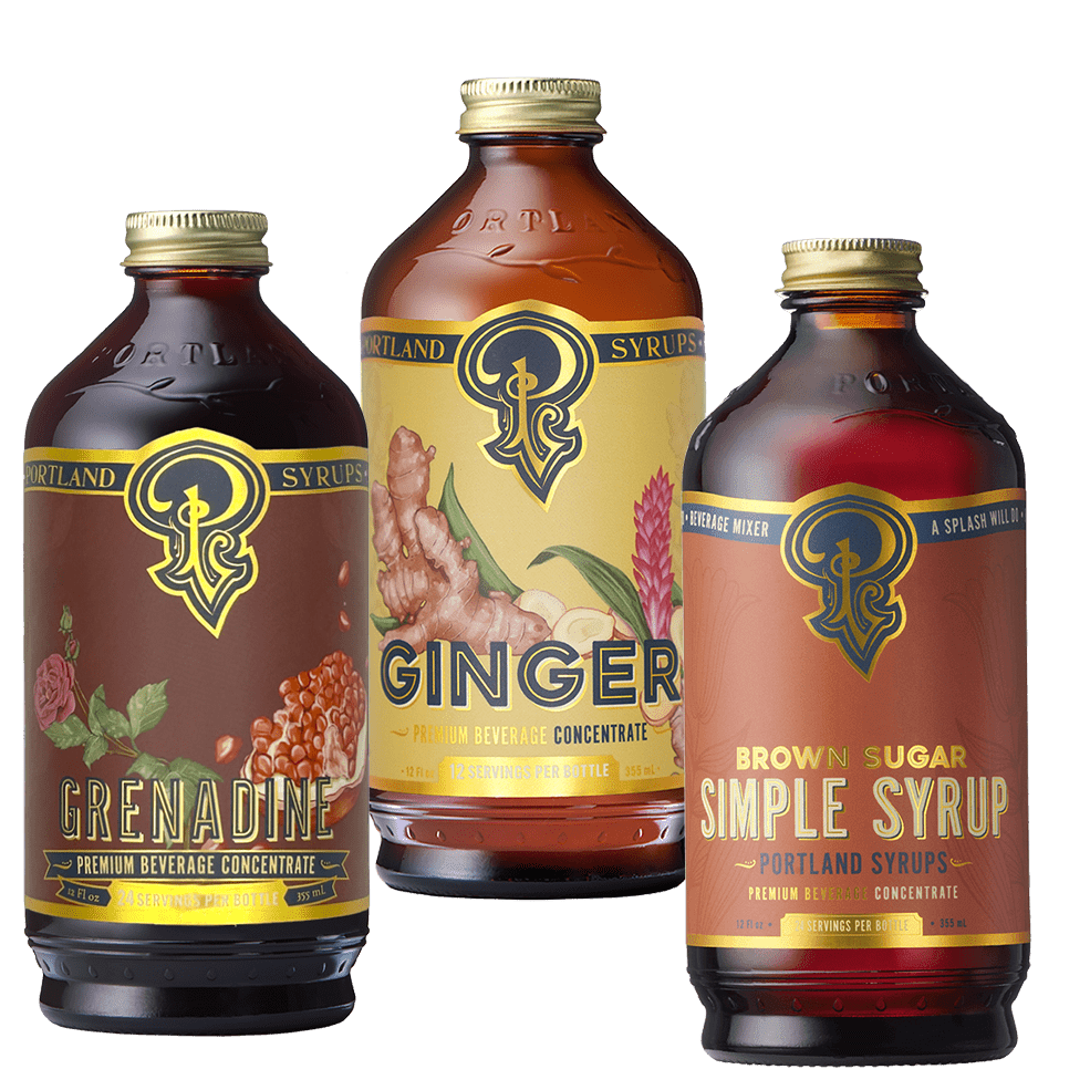 Anders' Bar Cart Essentials: Grenadine, Authentic Ginger, & Brown Sugar Simple Syrup - Tipsy Cocktail Supply Co.