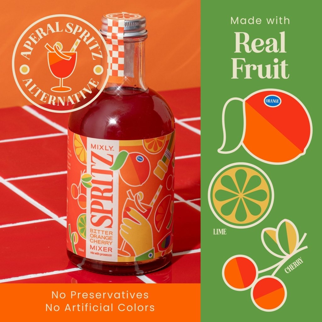 Bitter Orange Cherry Spritz | Non Alcoholic Cocktail & Mocktail Mixer - Tipsy Cocktail Supply Co.
