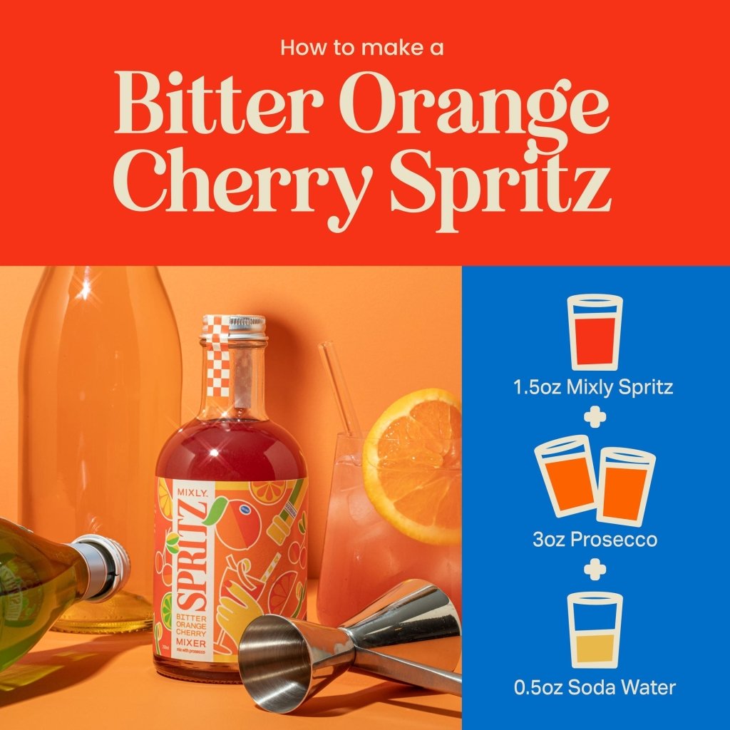 Bitter Orange Cherry Spritz | Non Alcoholic Cocktail & Mocktail Mixer - Tipsy Cocktail Supply Co.