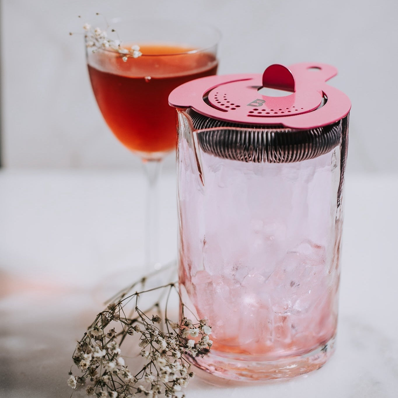 Artisan Cherry Blossom pink mixing glass
