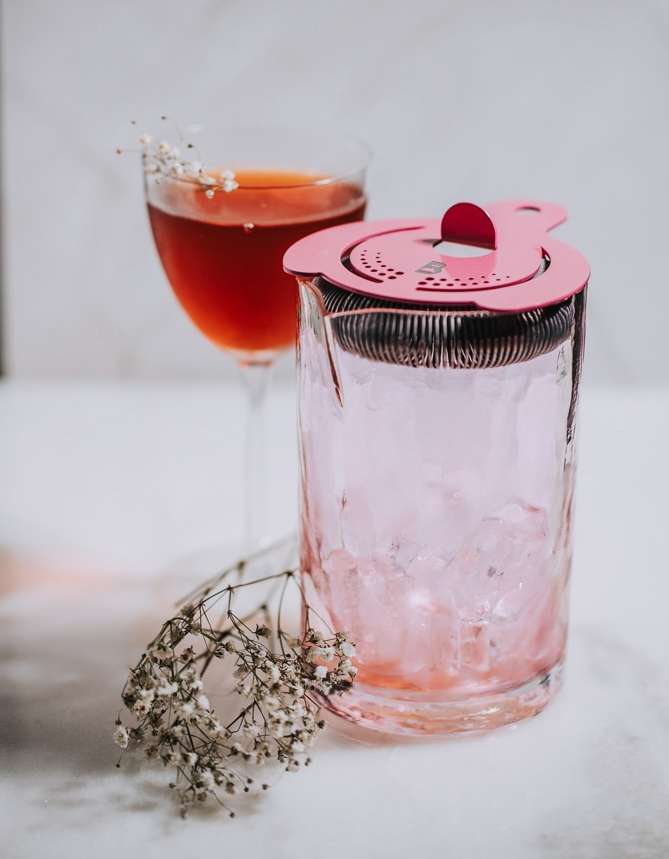 Artisan Cherry Blossom pink mixing glass
