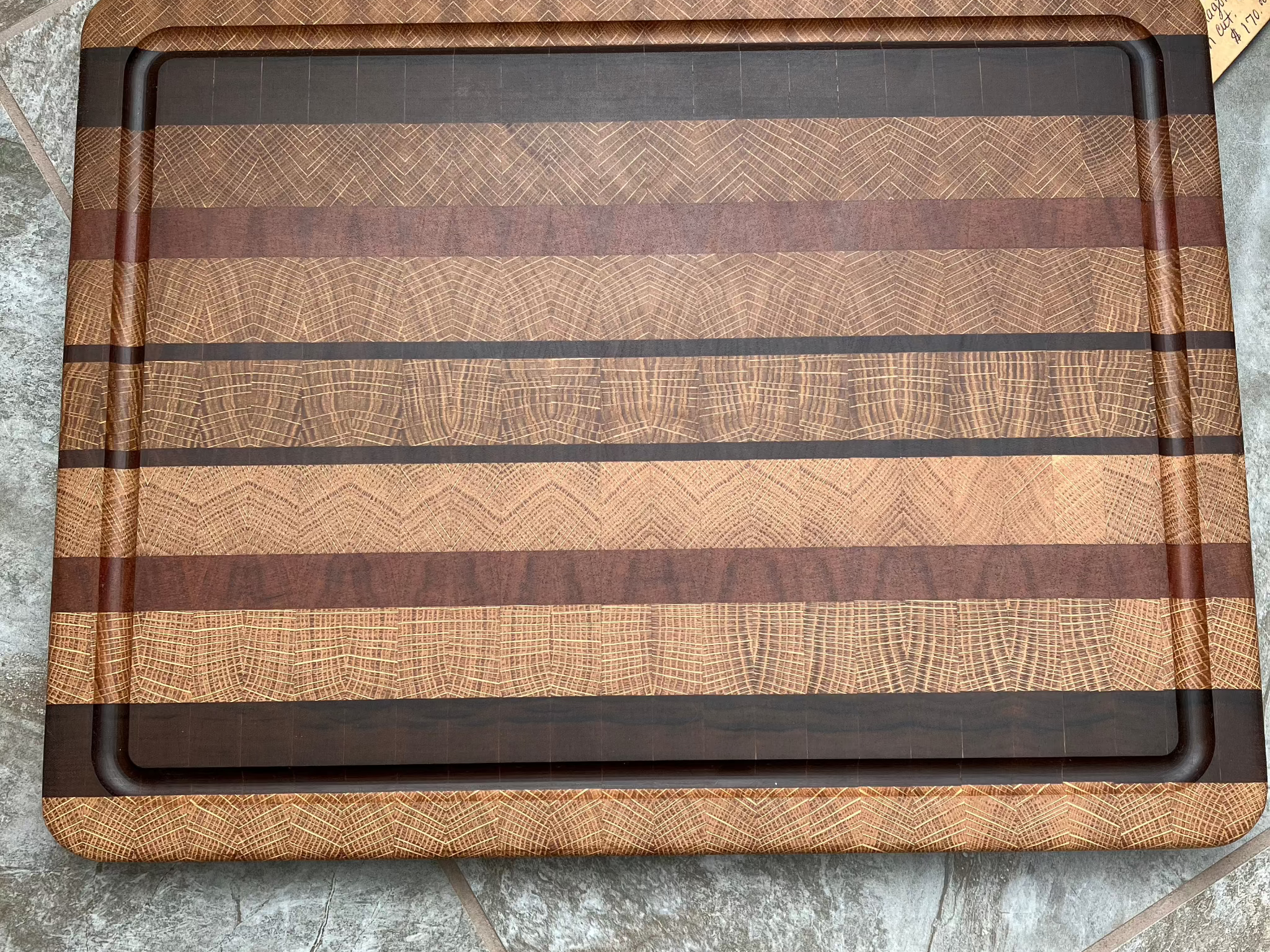 End grain wooden cutting board