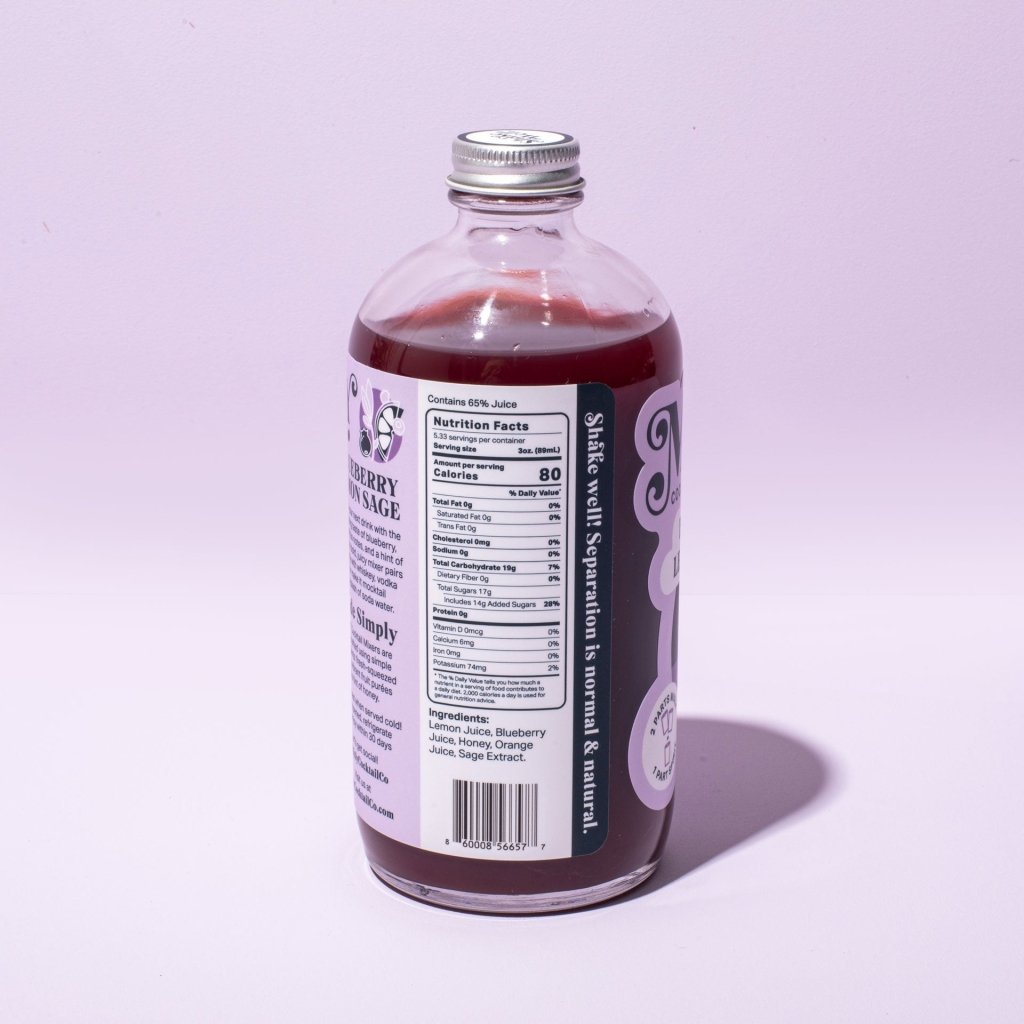 Mixly Blueberry Lemon Sage - Whiskey Sour Cocktail & Mocktail Mixer - Tipsy Cocktail Supply Co.