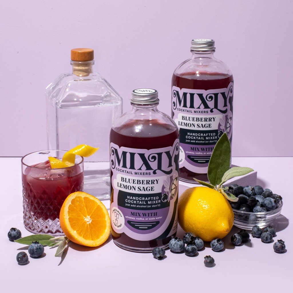 Mixly Blueberry Lemon Sage - Whiskey Sour Cocktail & Mocktail Mixer - Tipsy Cocktail Supply Co.