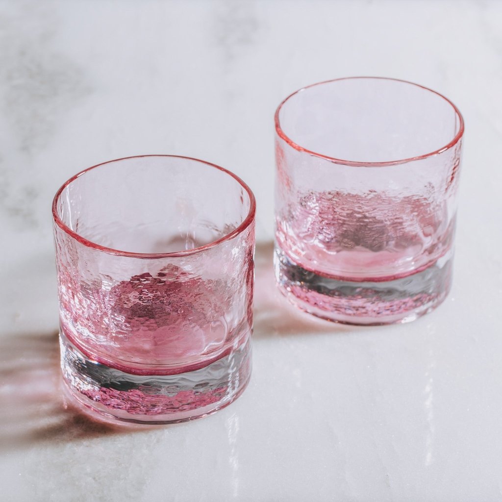 CHERRY BLOSSOM COLLECTION | The Rocks Glasses | Set of 2 | Made in USA - Tipsy Cocktail Supply Co.