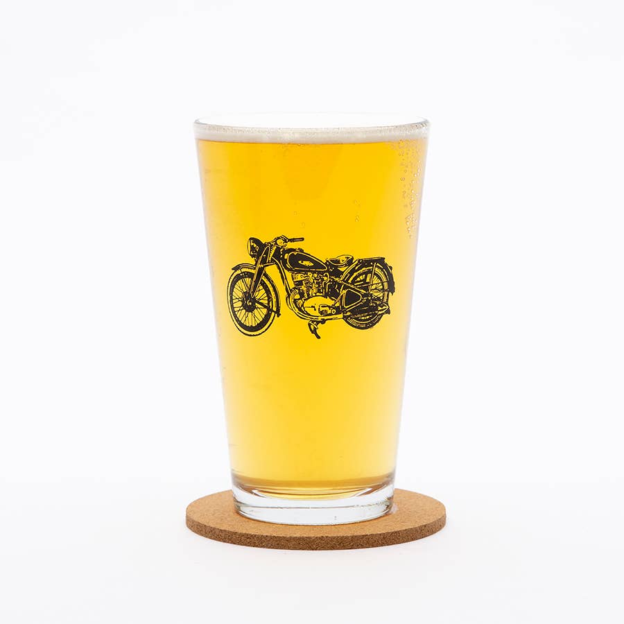 Retro Motorcycle Pint Glass - Tipsy Cocktail Supply Co.