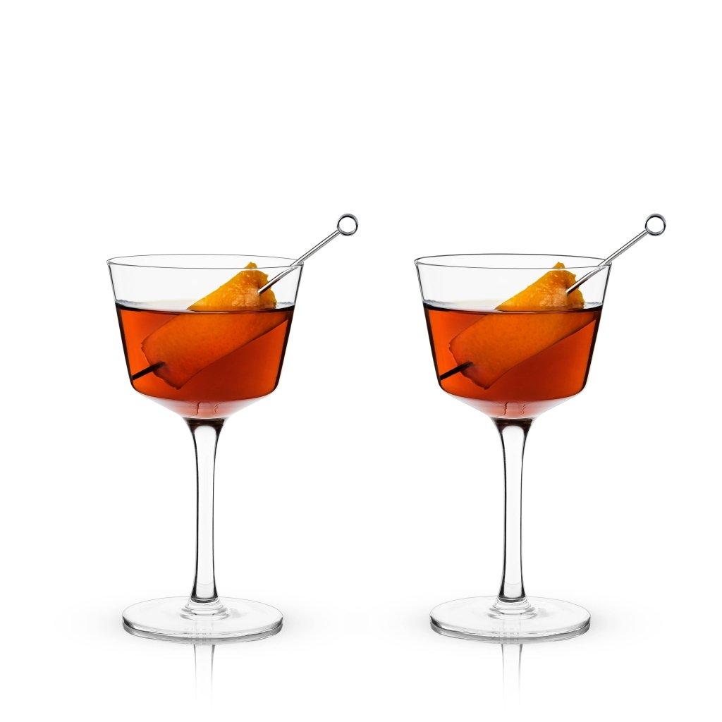 Angled Crystal Nick & Nora Glasses Set - Tipsy Cocktail Supply Co.