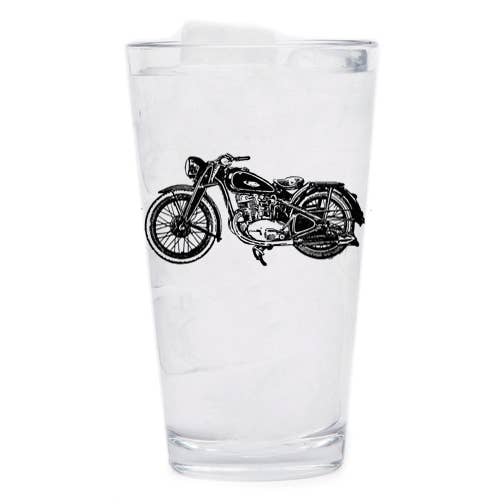 Retro Motorcycle Pint Glass - Tipsy Cocktail Supply Co.