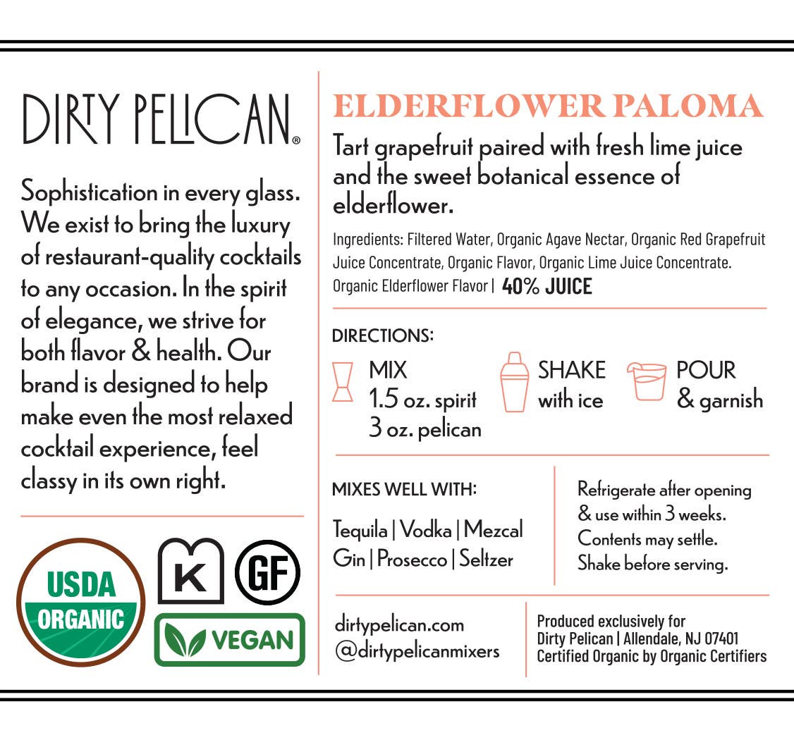 Grapefruit & Elderflower Mixer - Tipsy Cocktail Supply Co.