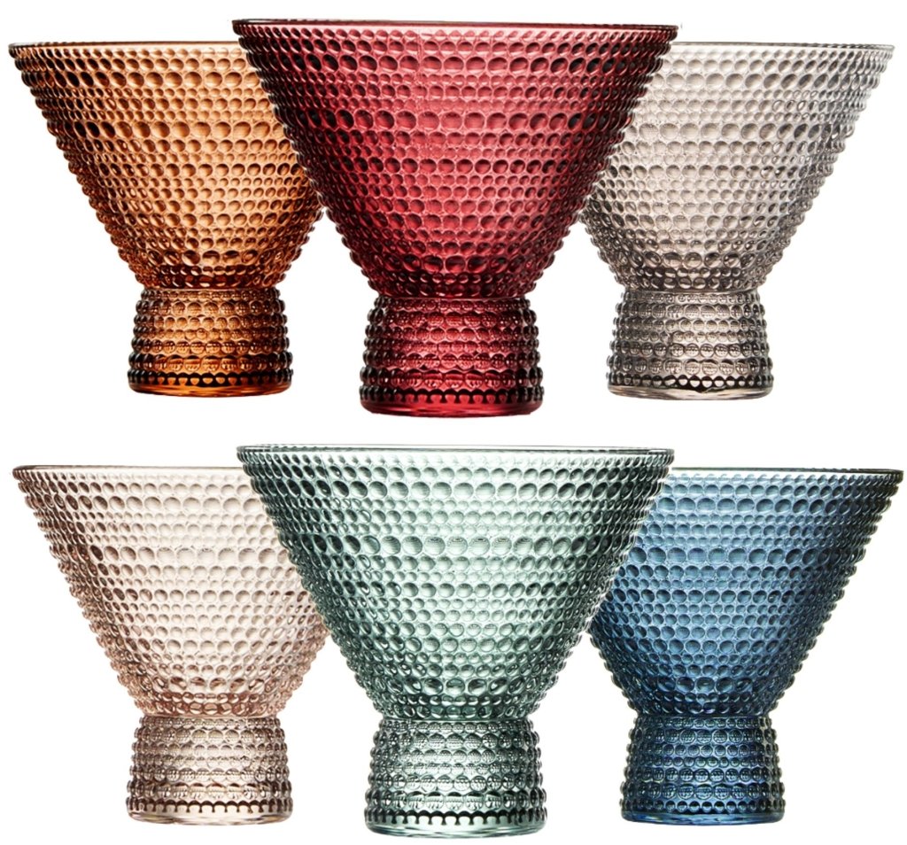 Beaded Stemless Martini Drinking Glass Set - Tipsy Cocktail Supply Co.