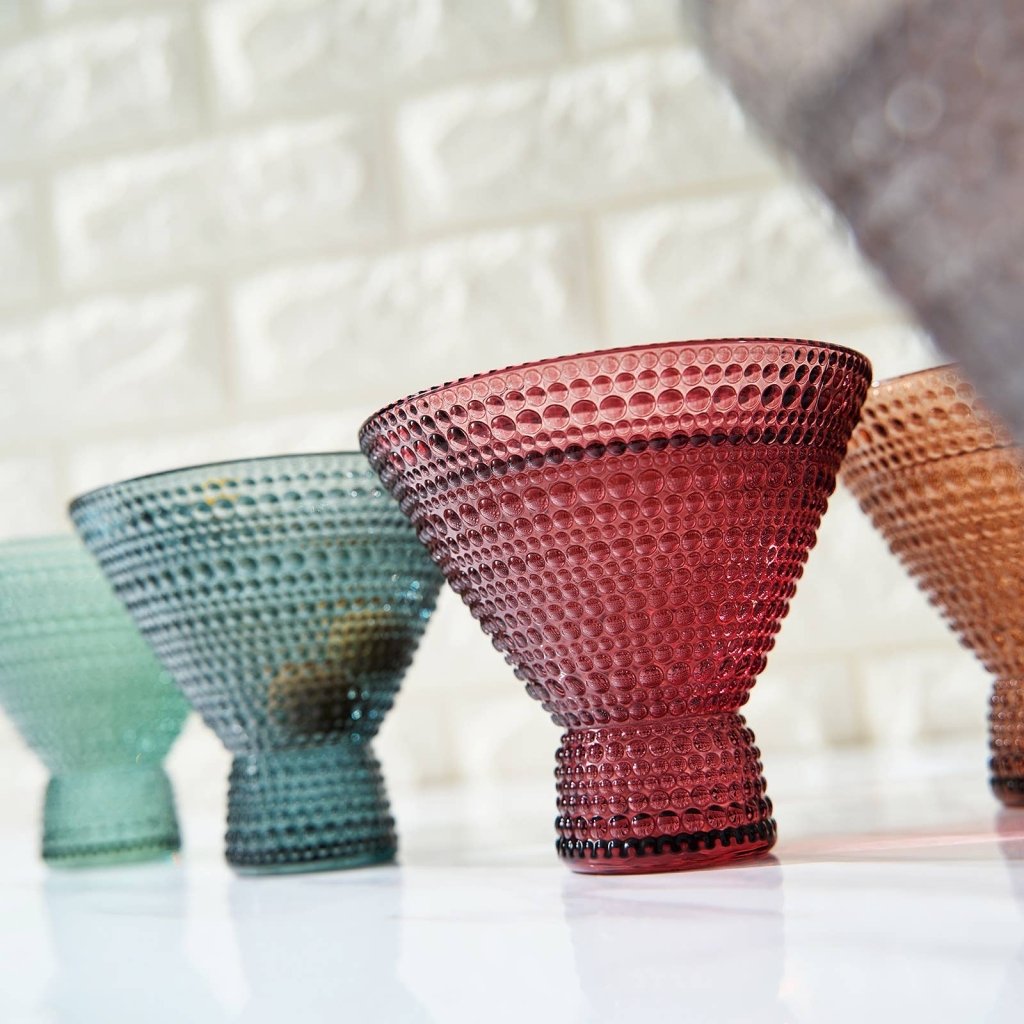 Beaded Stemless Martini Drinking Glass Set - Tipsy Cocktail Supply Co.