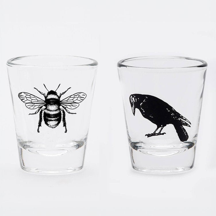 Bee and Raven Shot Glasses - Tipsy Cocktail Supply Co.