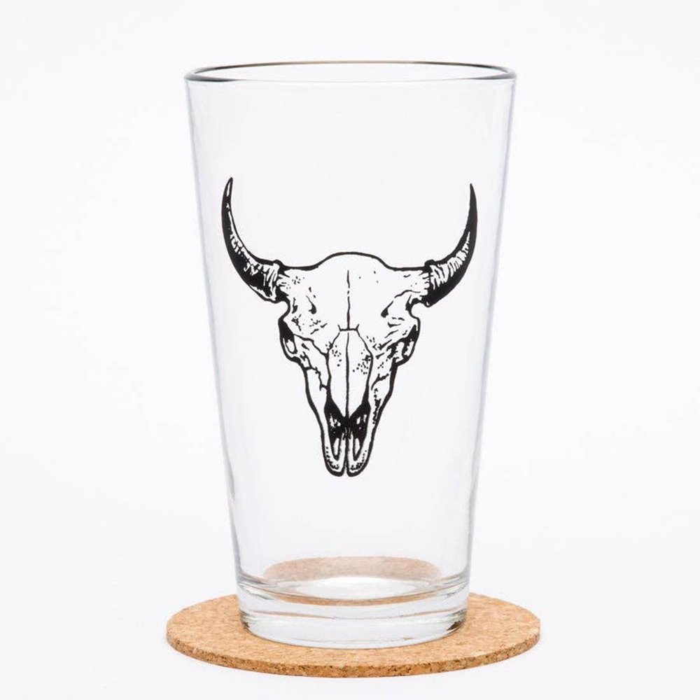 Buffalo Skull Pint Glass - Tipsy Cocktail Supply Co.