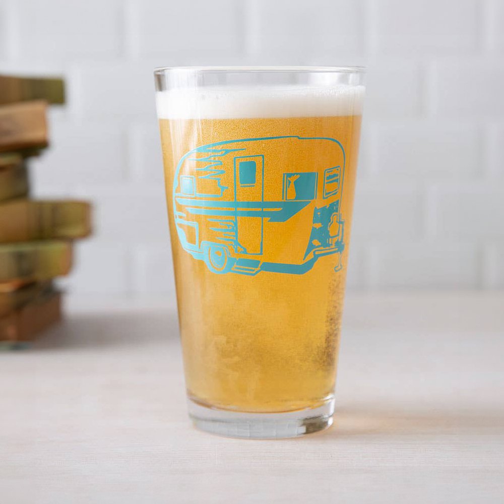 Camper Trailer Pint Glass - Tipsy Cocktail Supply Co.