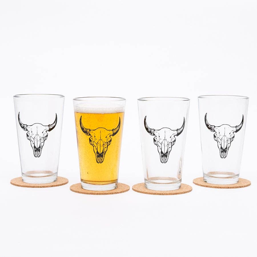 Buffalo Skull Pint Glass - Tipsy Cocktail Supply Co.