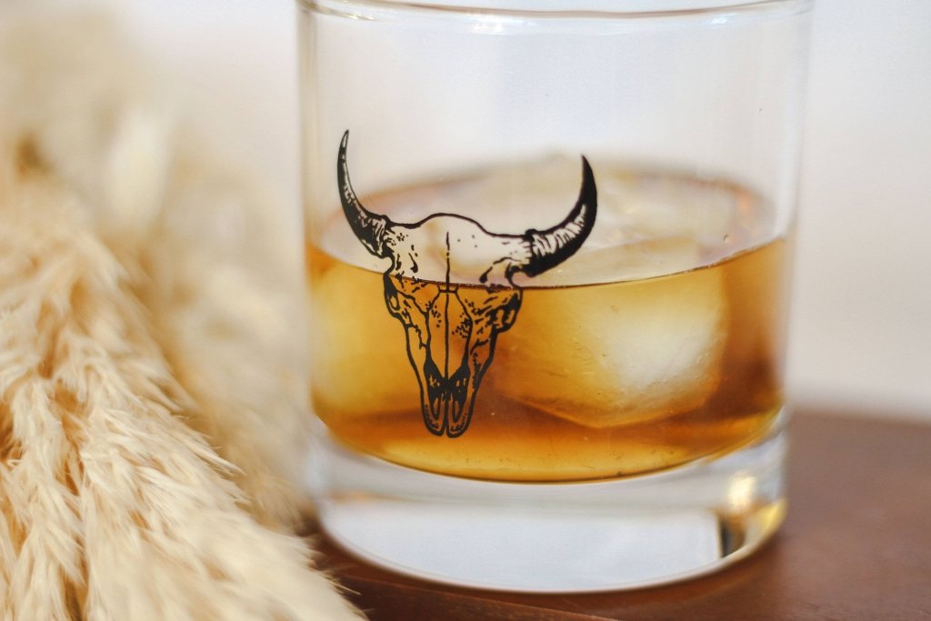 Buffalo Skull Rocks Glass | Whiskey Glass - Tipsy Cocktail Supply Co.