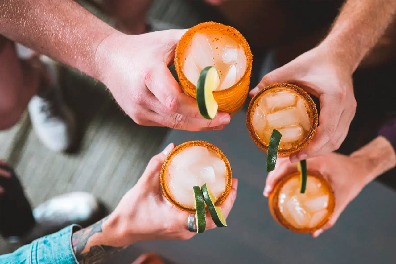 Mexican Handblown Glasses - Orange Swirl - Tipsy Cocktail Supply Co.