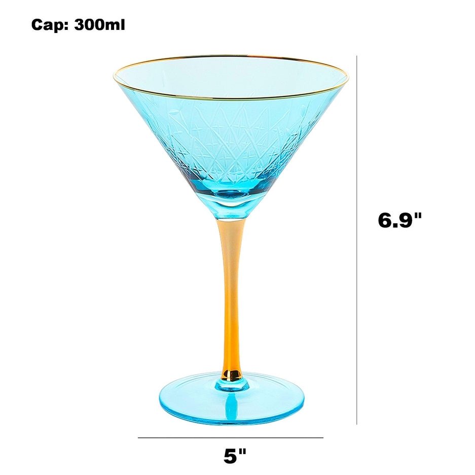 Gold Rimmed Crystal Martini Glasses - Tipsy Cocktail Supply Co.