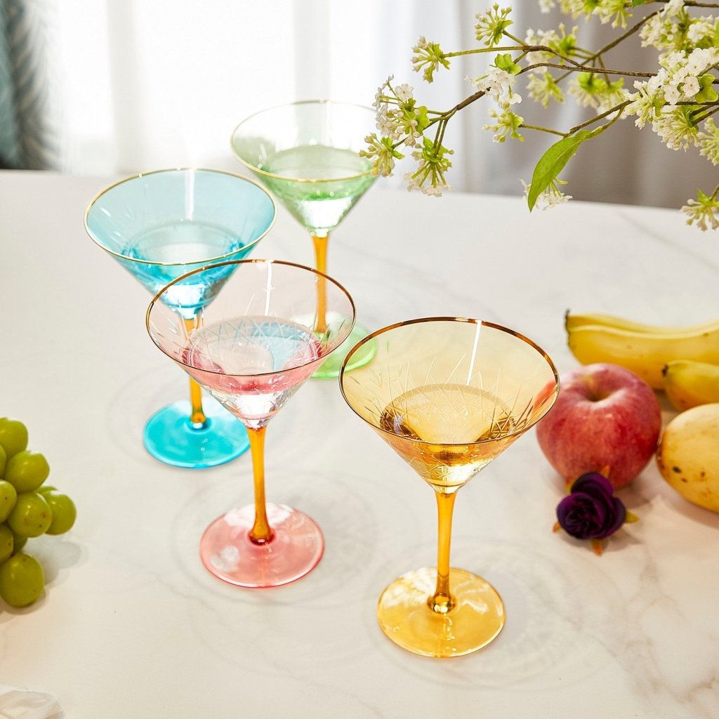 Gold Rimmed Crystal Martini Glasses - Tipsy Cocktail Supply Co.