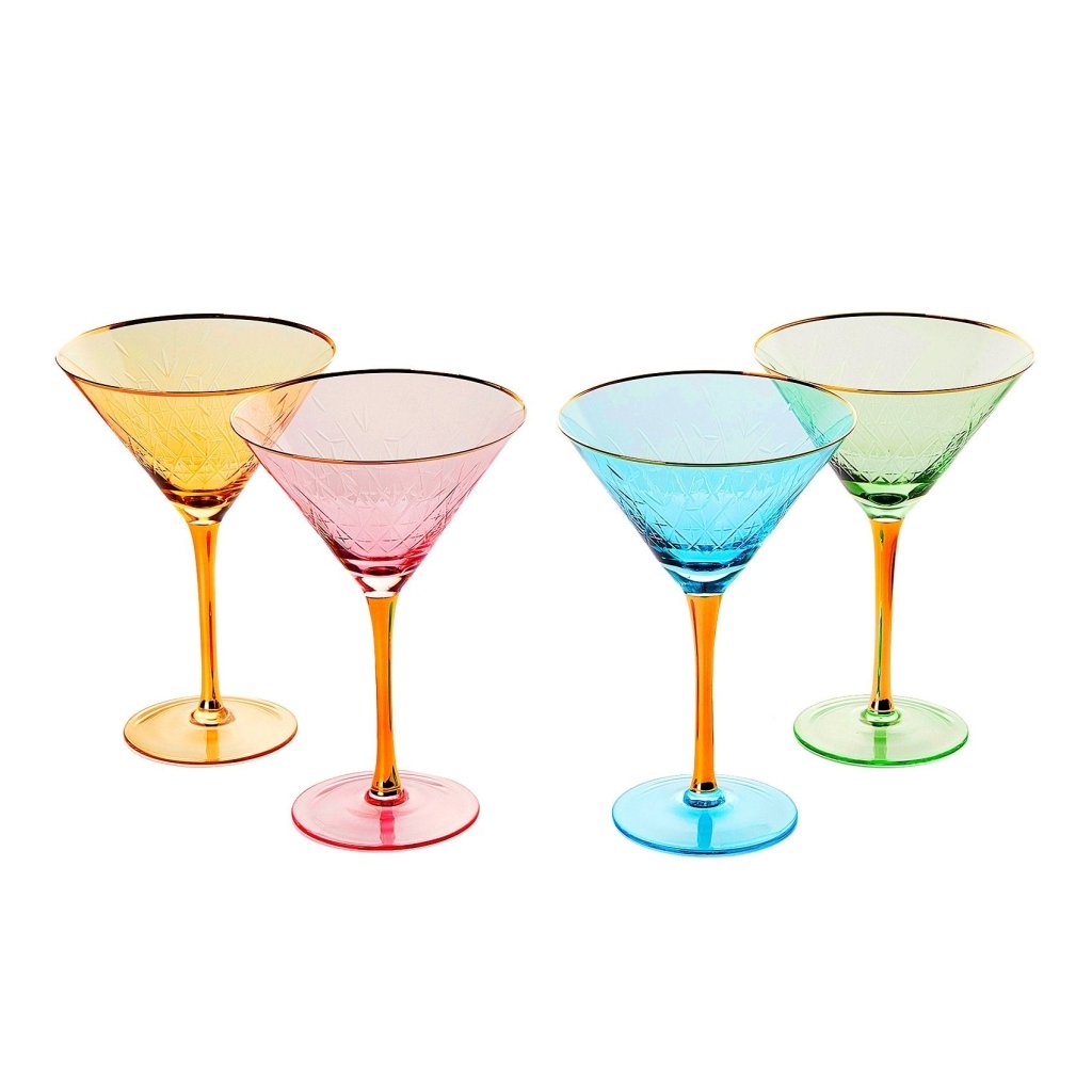 Gold Rimmed Crystal Martini Glasses - Tipsy Cocktail Supply Co.