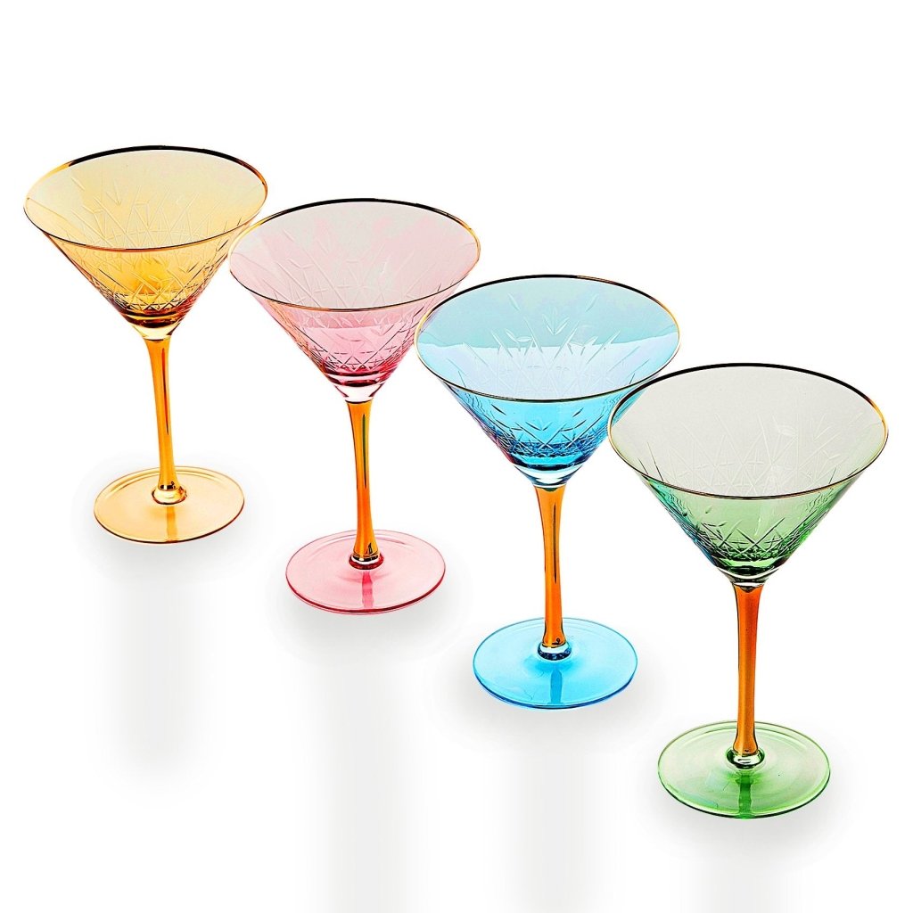 Gold Rimmed Crystal Martini Glasses - Tipsy Cocktail Supply Co.