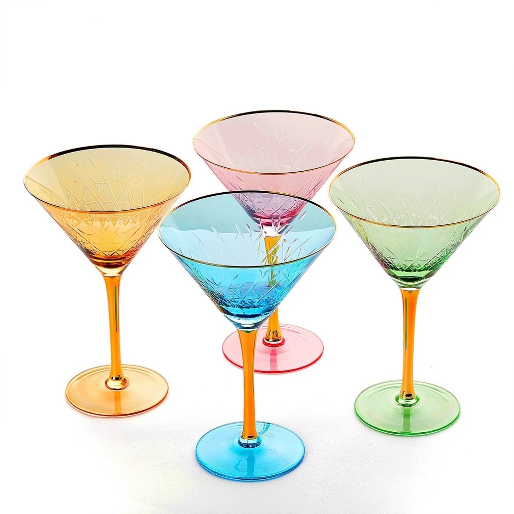 Gold Rimmed Crystal Martini Glasses - Tipsy Cocktail Supply Co.