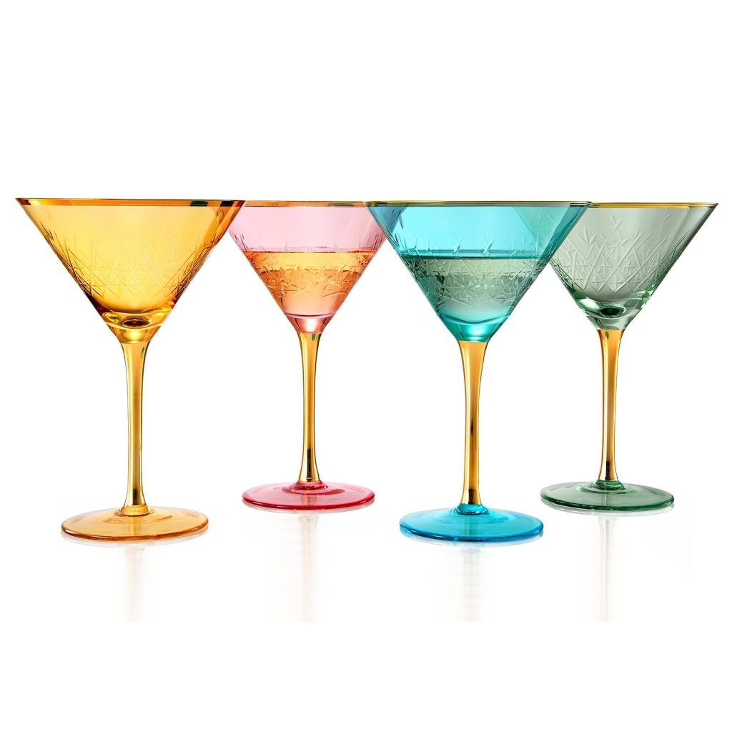 Gold Rimmed Crystal Martini Glasses - Tipsy Cocktail Supply Co.