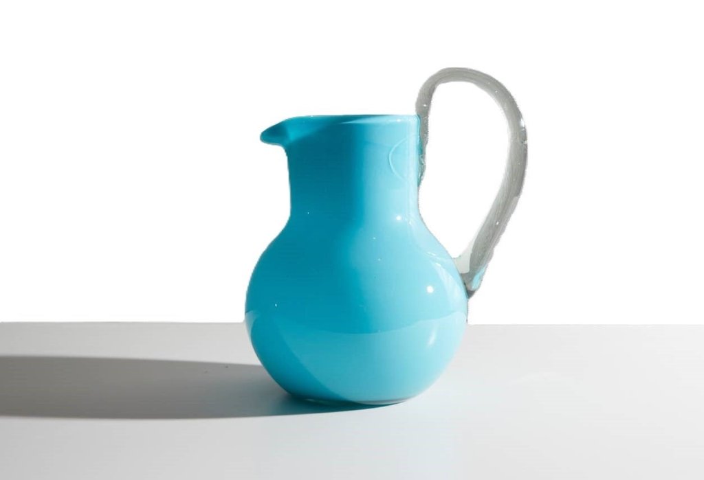 Handblown Glass Pitcher in Aqua - Tipsy Cocktail Supply Co.