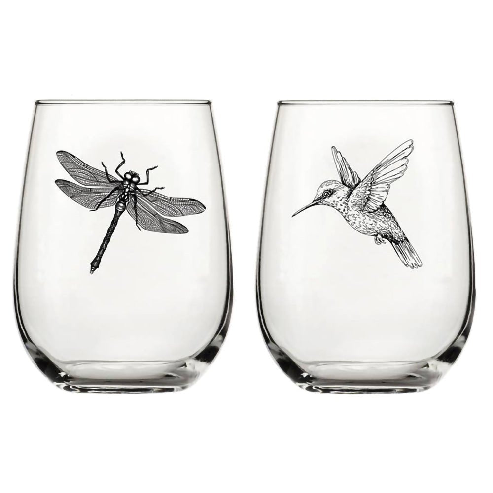 Hummingbird + Dragonfly Wine Glass set - Tipsy Cocktail Supply Co.